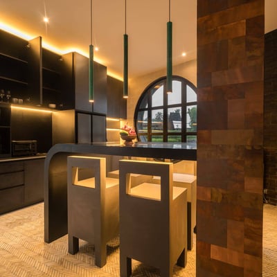 Vermietung einer luxuriösen Designer-Villa mit Blick auf die Reisfelder, Tegallalang, Bali, Indonesien